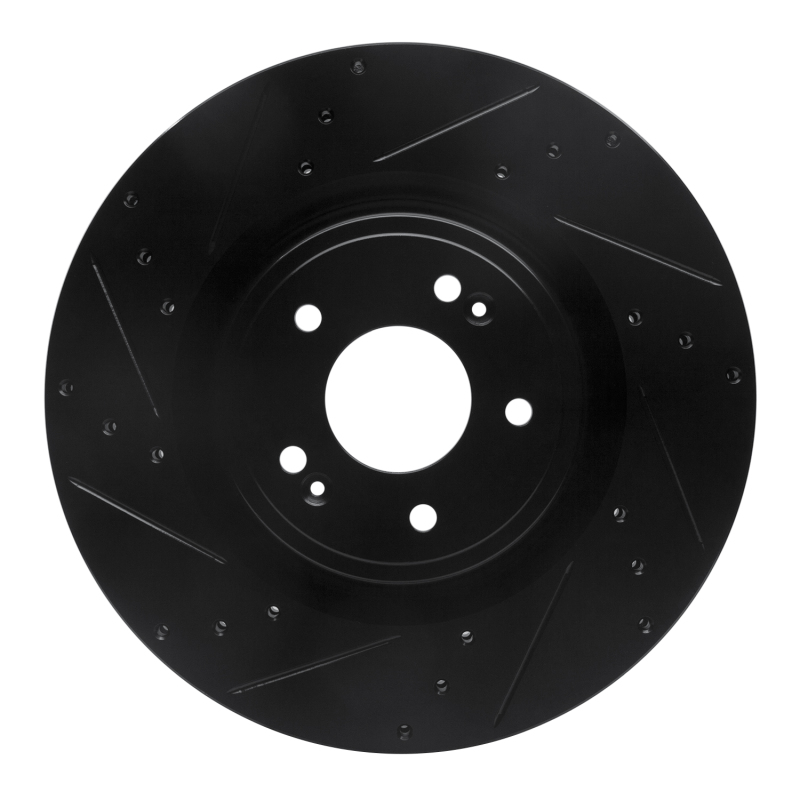 Genesis G70 Brake Rotor (1) - Front Left - R1 Concepts - Drilled & Slotted - Black - `18-`22